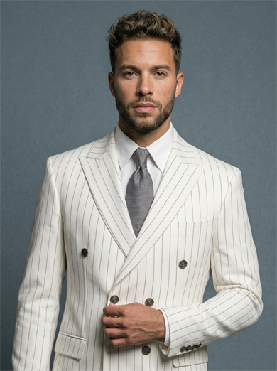 Takım Elbise SlimFit Beyaz Kruvaze Premium SD42363
