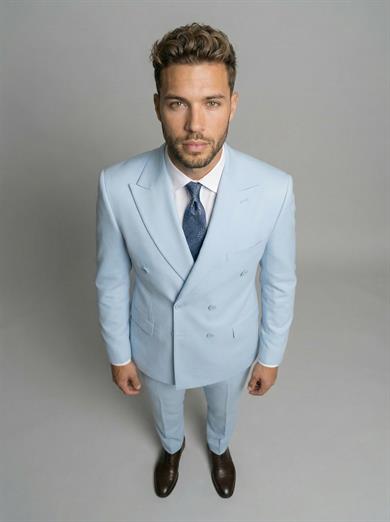 Takım Elbise SlimFit Buz Mavi Kruvaze Premium SD42367