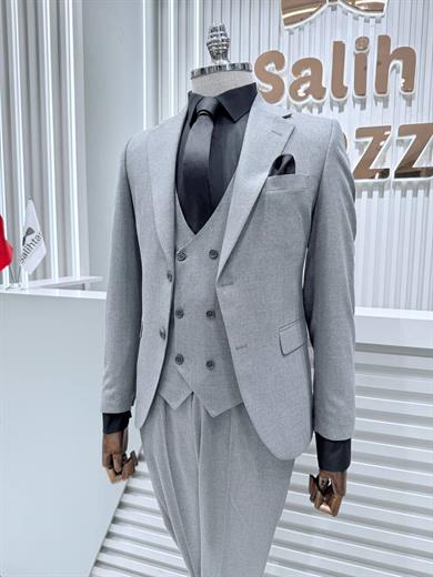 Takım Elbise SlimFit Gri Yelekli Premium SD42324