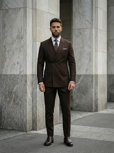 Takım Elbise SlimFit Kahve Kruvaze Premium SD42365