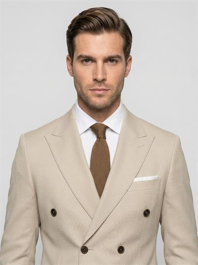Takım Elbise SlimFit Krem Kruvaze Premium SD42369