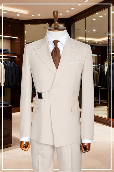 Takım Elbise SlimFit Krem Tokalı Premium SD42331