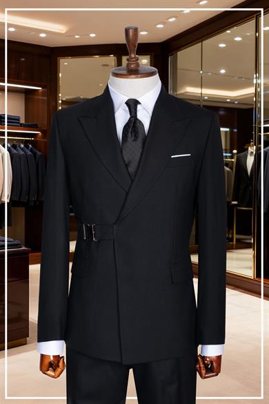Takım Elbise SlimFit Siyah Tokalı Premium SD42329