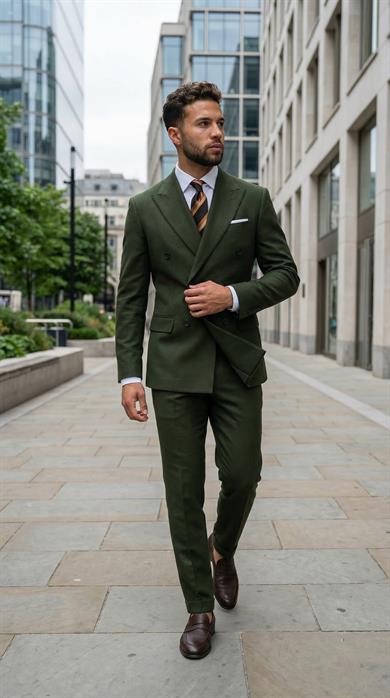 Takım Elbise SlimFit Yeşil Kruvaze Premium SD42370
