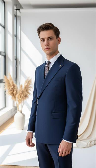 Takım Elbise Tokalı SlimFit Lacivert SD42249