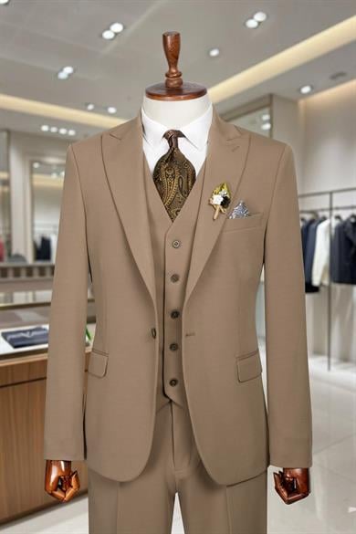 Takım Elbise Yelekli SlimFit A.Kahve SD42259