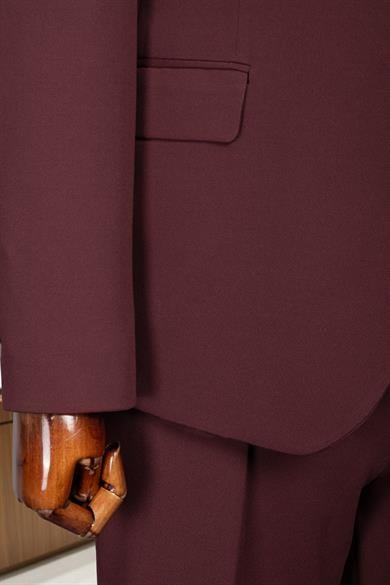 Takım Elbise Yelekli SlimFit Bordo SD42258
