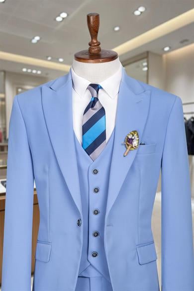 Takım Elbise Yelekli SlimFit Buz Mavi SD42257