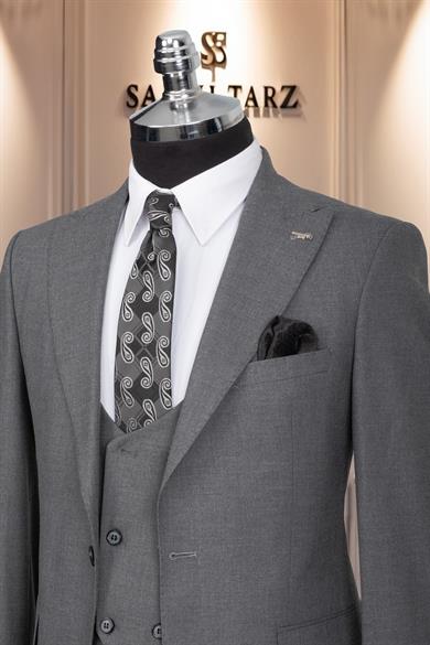 Takım Elbise Yelekli SlimFit Gri SD42164