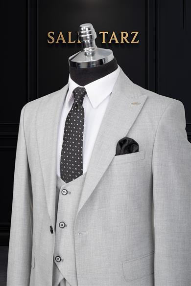Takım Elbise Yelekli SlimFit Gri SD42165