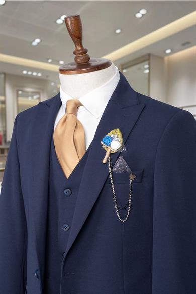 Takım Elbise Yelekli SlimFit Lacivert SD42254