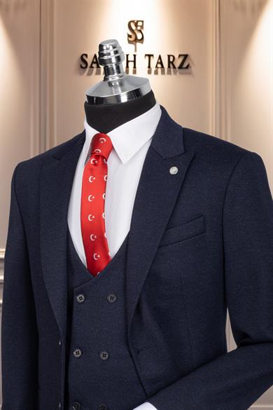 Takım Elbise Yelekli SlimFit Lacivert SD42168
