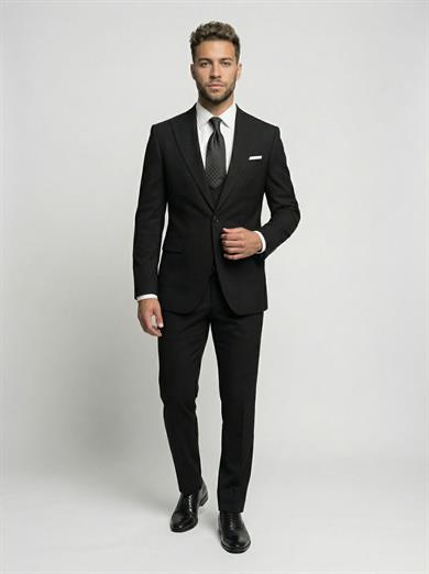 Takım Elbise Yelekli SlimFit Siyah Premium SD42382