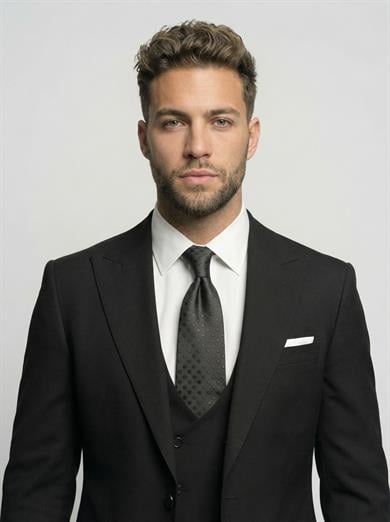 Takım Elbise Yelekli SlimFit Siyah Premium SD42382