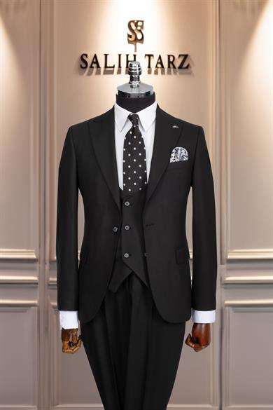 Takım Elbise Yelekli SlimFit Siyah SD42162