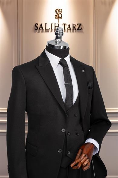 Takım Elbise Yelekli SlimFit Siyah SD42171