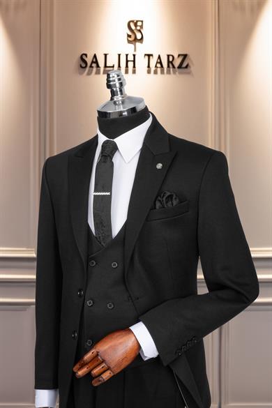 Takım Elbise Yelekli SlimFit Siyah SD42171