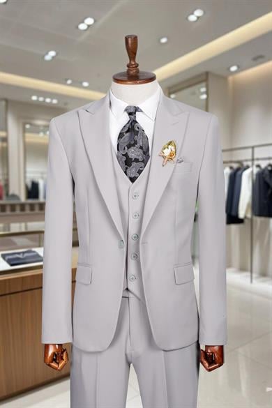 Takım Elbise Yelekli SlimFit Taş SD42252