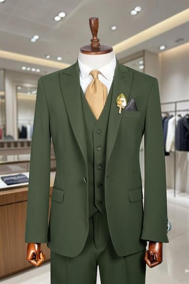 Takım Elbise Yelekli SlimFit Yeşil SD42251