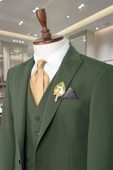 Takım Elbise Yelekli SlimFit Yeşil SD42251