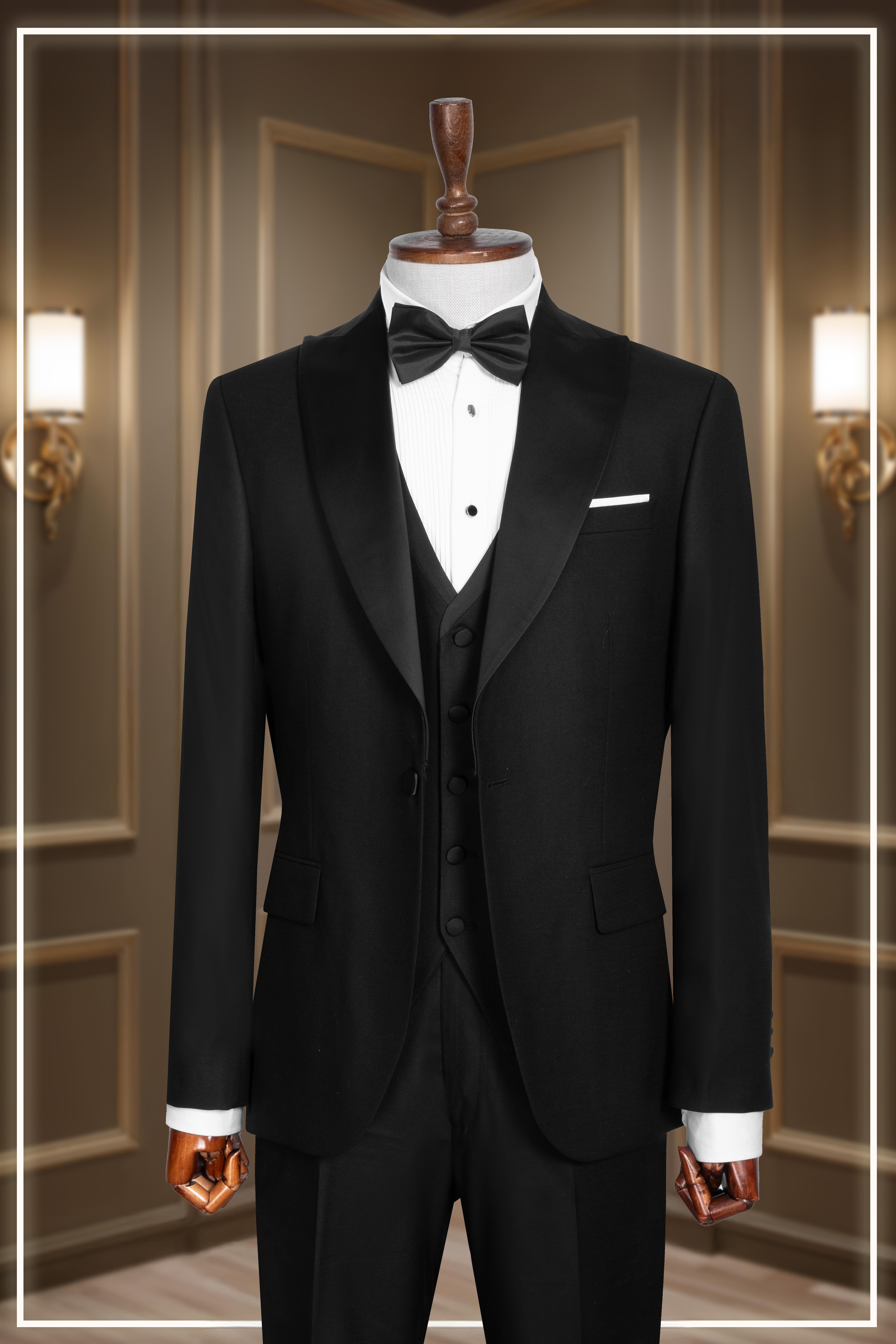 Damatlık İtalyan Kesim Slim Fit Yelekli Krılangıç Yaka Siyah SD42362