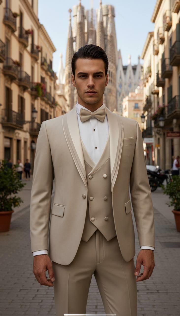 Damatlık İtalyan Kesim Slim Fit Yelekli Krem SD42215
