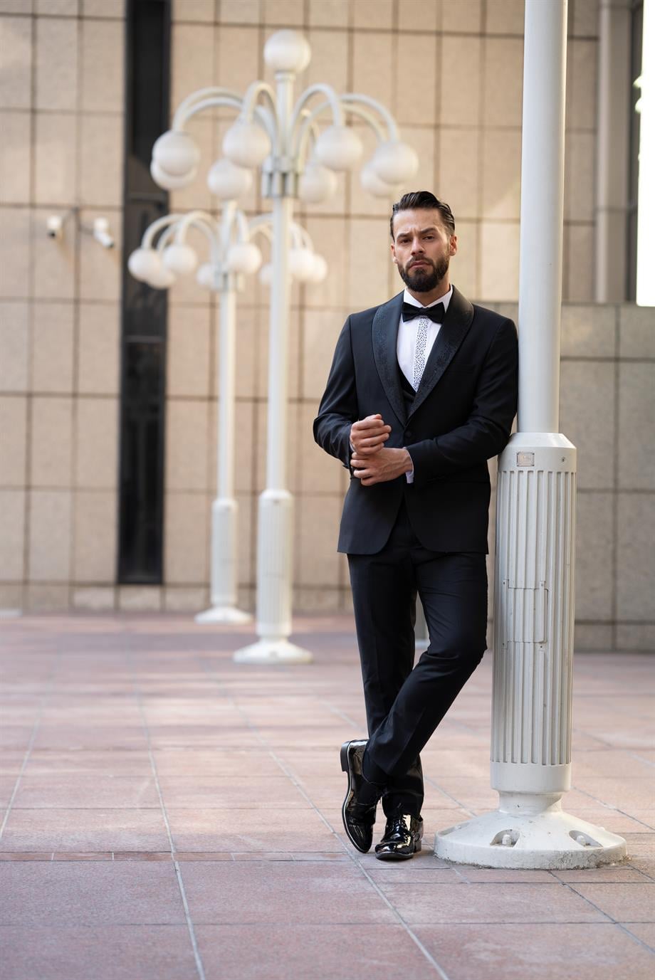 Damatlık Smokin Taşlı İtalyan Kesim Slim Fit Siyah SD3464
