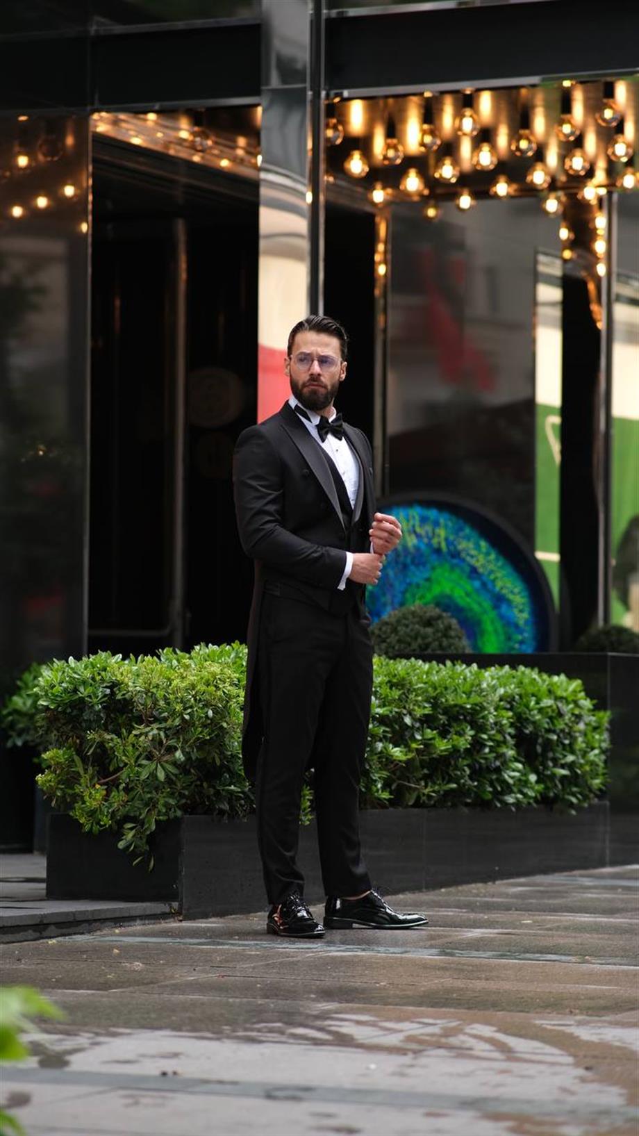 Frak İtalyan Kesim Slim Fit Siyah (Özel Dikim)SD3444