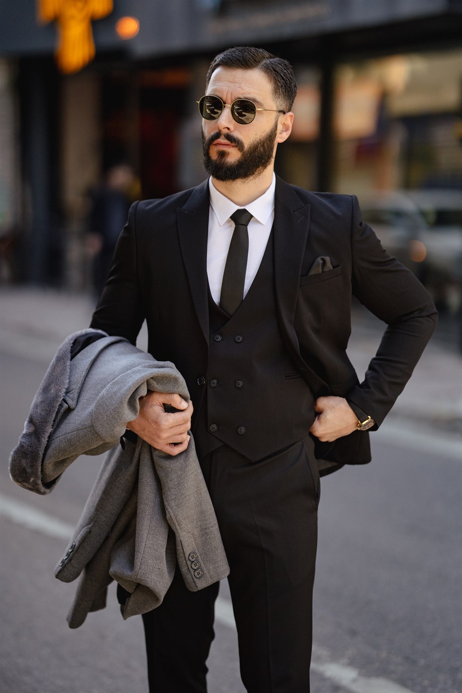 İtalyan Kesim Erkek Siyah Takım Elbise - Slım Fıt SD4876