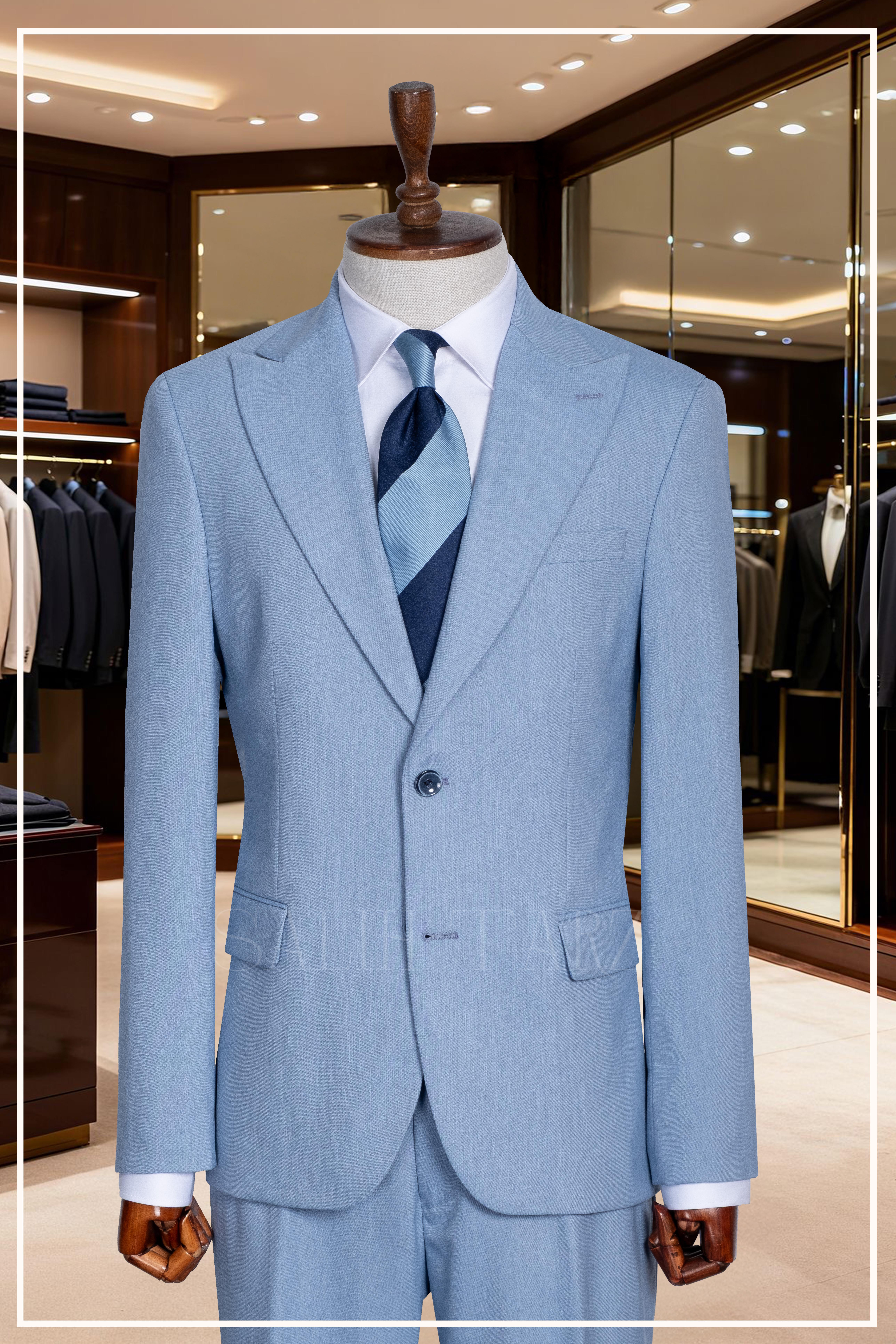 Mavi Slim Fit Mono Yaka Kapaklı Cepli Erkek Takım Elbise SD42337