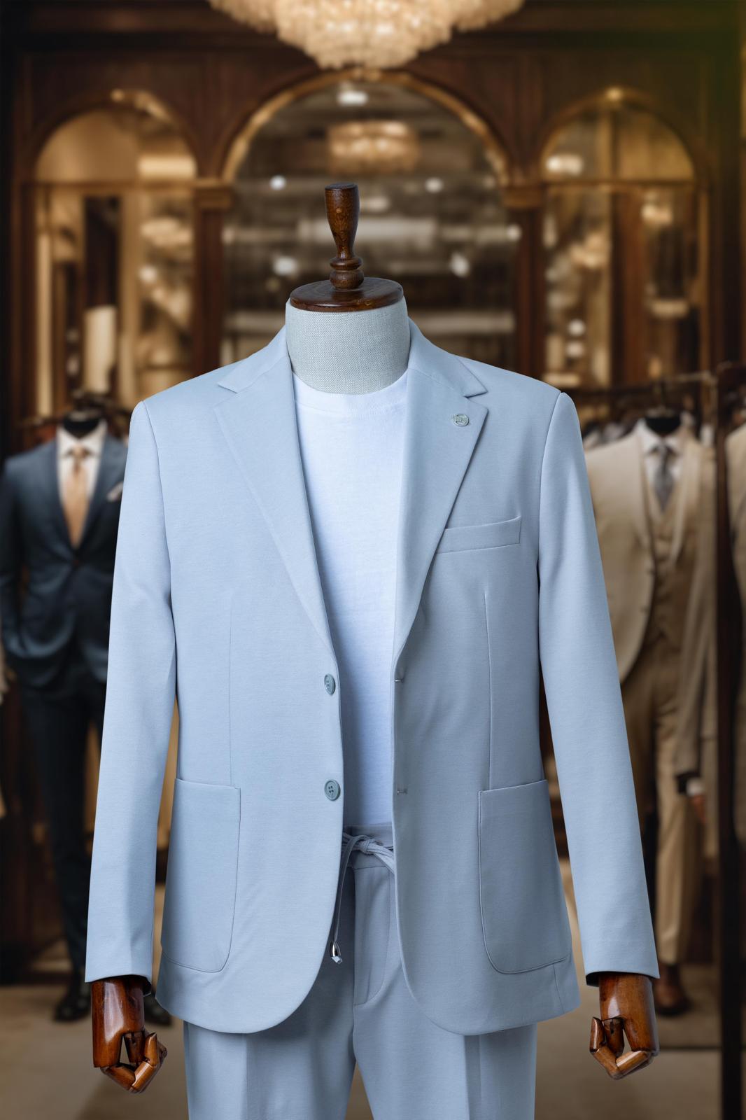 Takım Elbise A.Mavi Düz Comfort Fit Mono Yaka SD4188