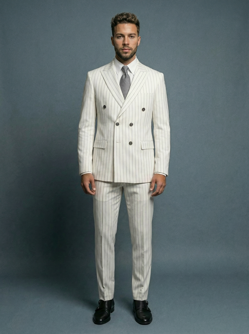 Takım Elbise SlimFit Beyaz Kruvaze Premium SD42363