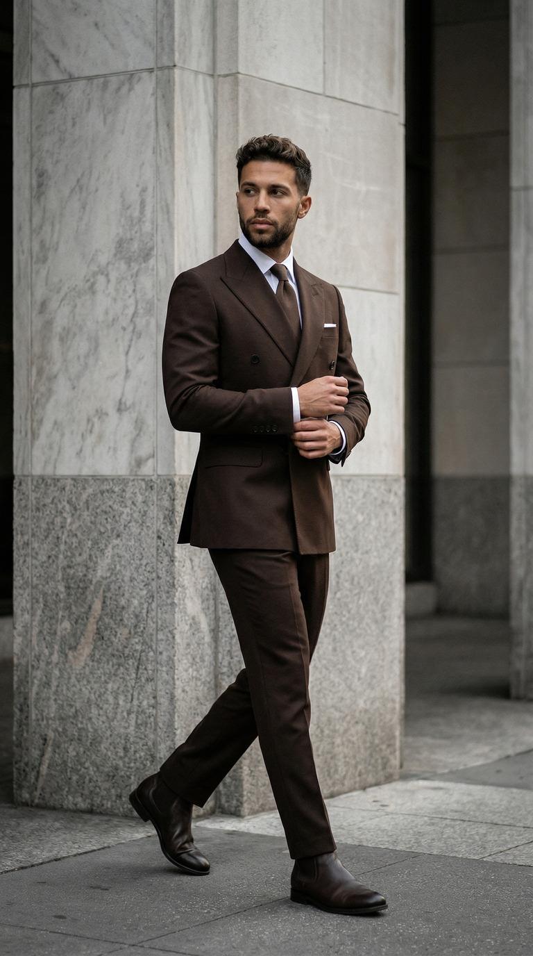 Takım Elbise SlimFit Kahve Kruvaze Premium SD42365