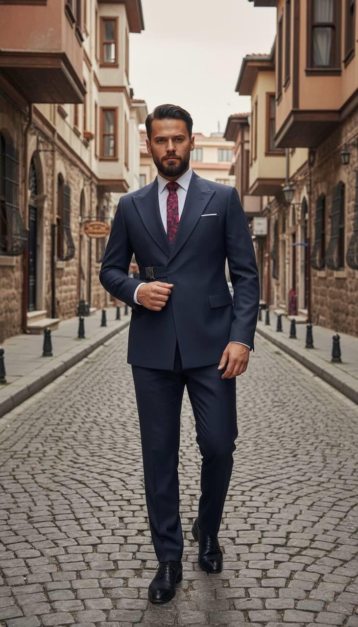 Takım Elbise SlimFit Lacivert Tokalı Premium SD42327