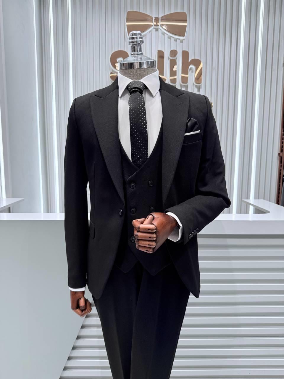 Takım Elbise SlimFit Siyah Yelekli SD42316