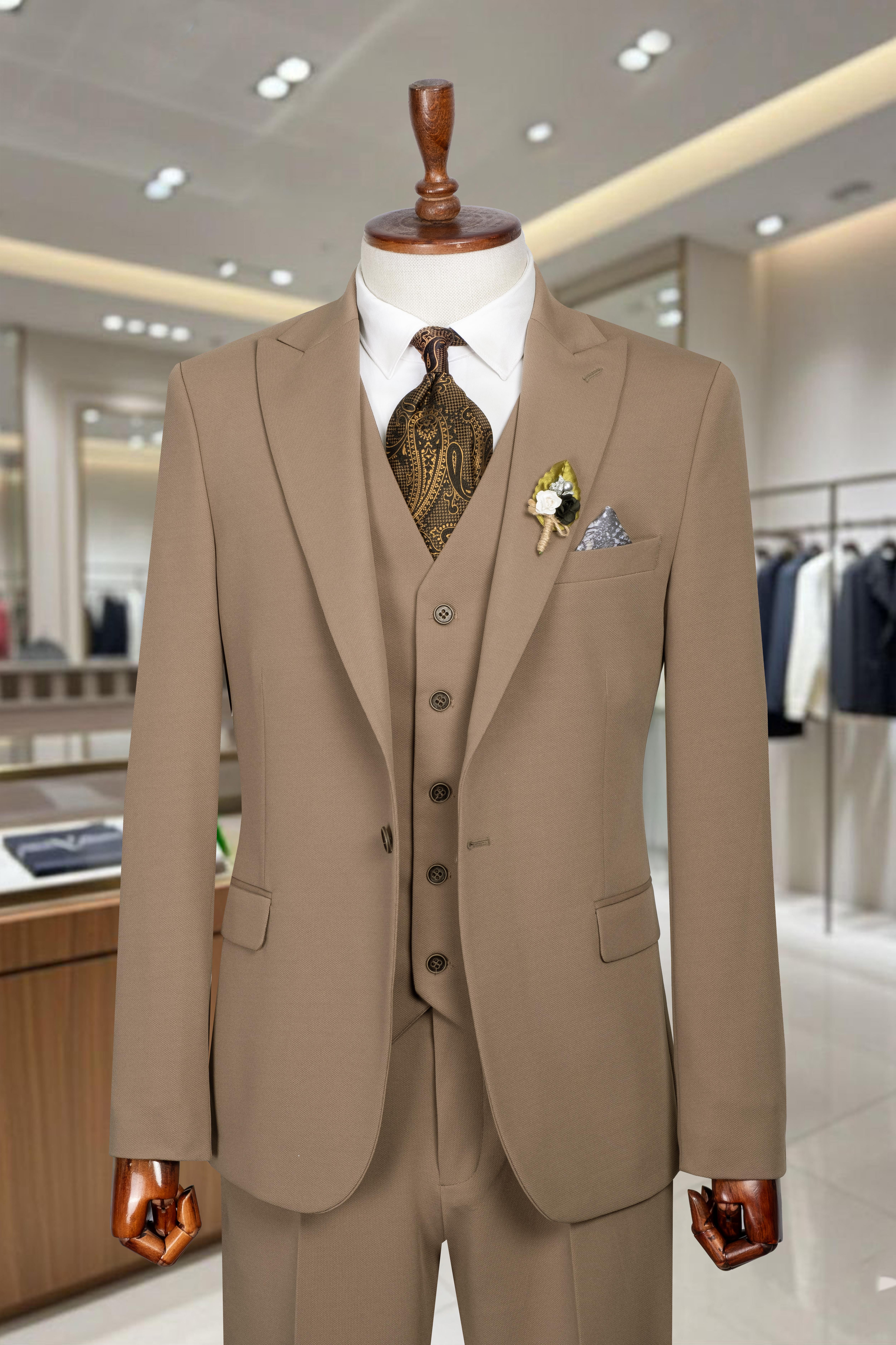 Takım Elbise Yelekli SlimFit A.Kahve SD42259