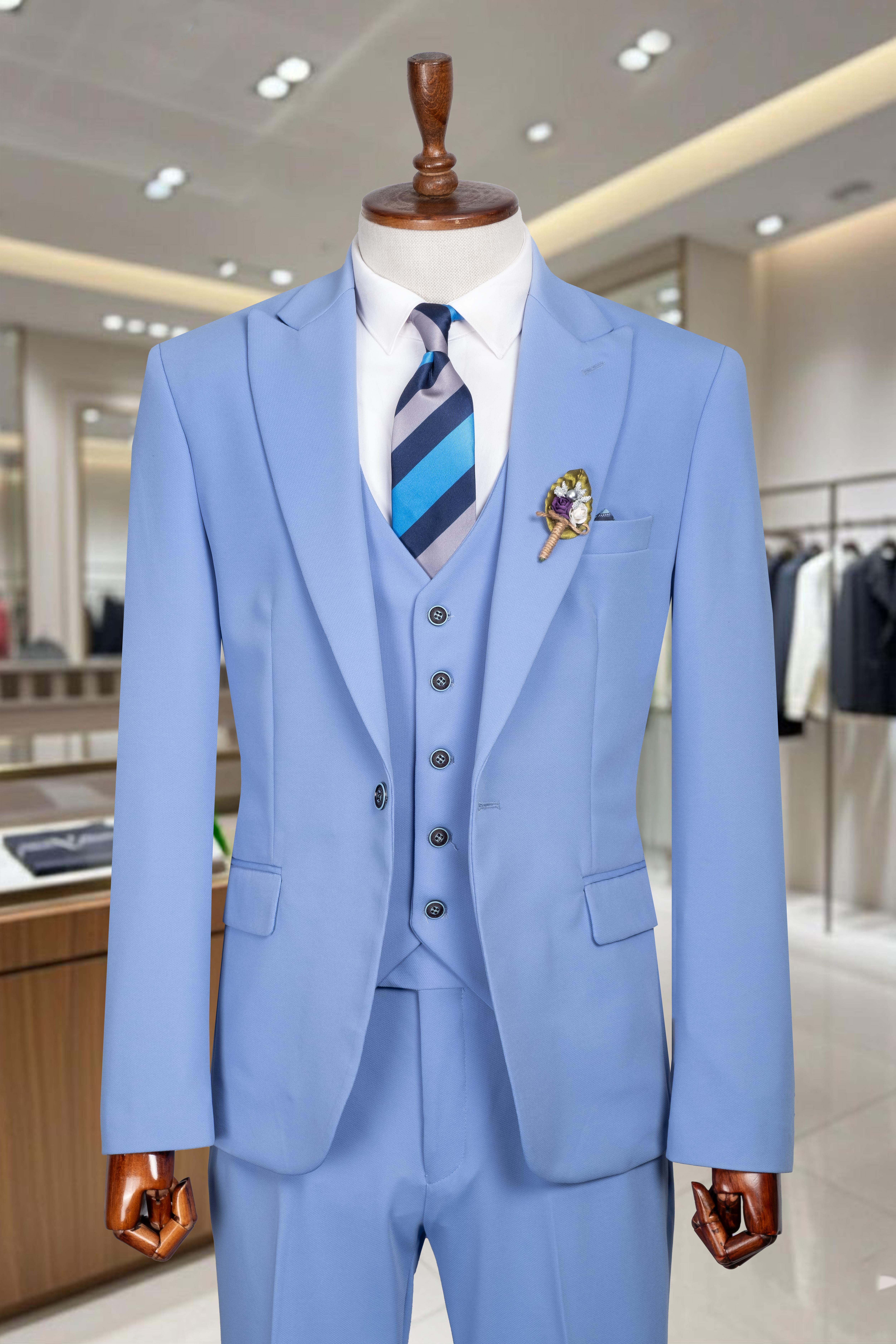 Takım Elbise Yelekli SlimFit Buz Mavi SD42257