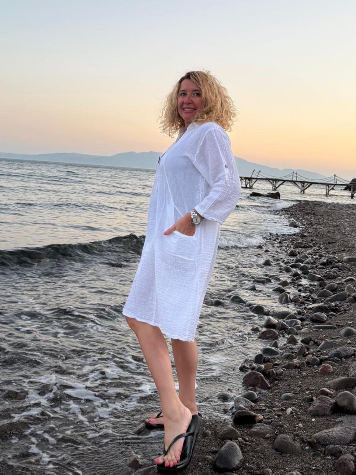 Beyaz Müslin Elbise