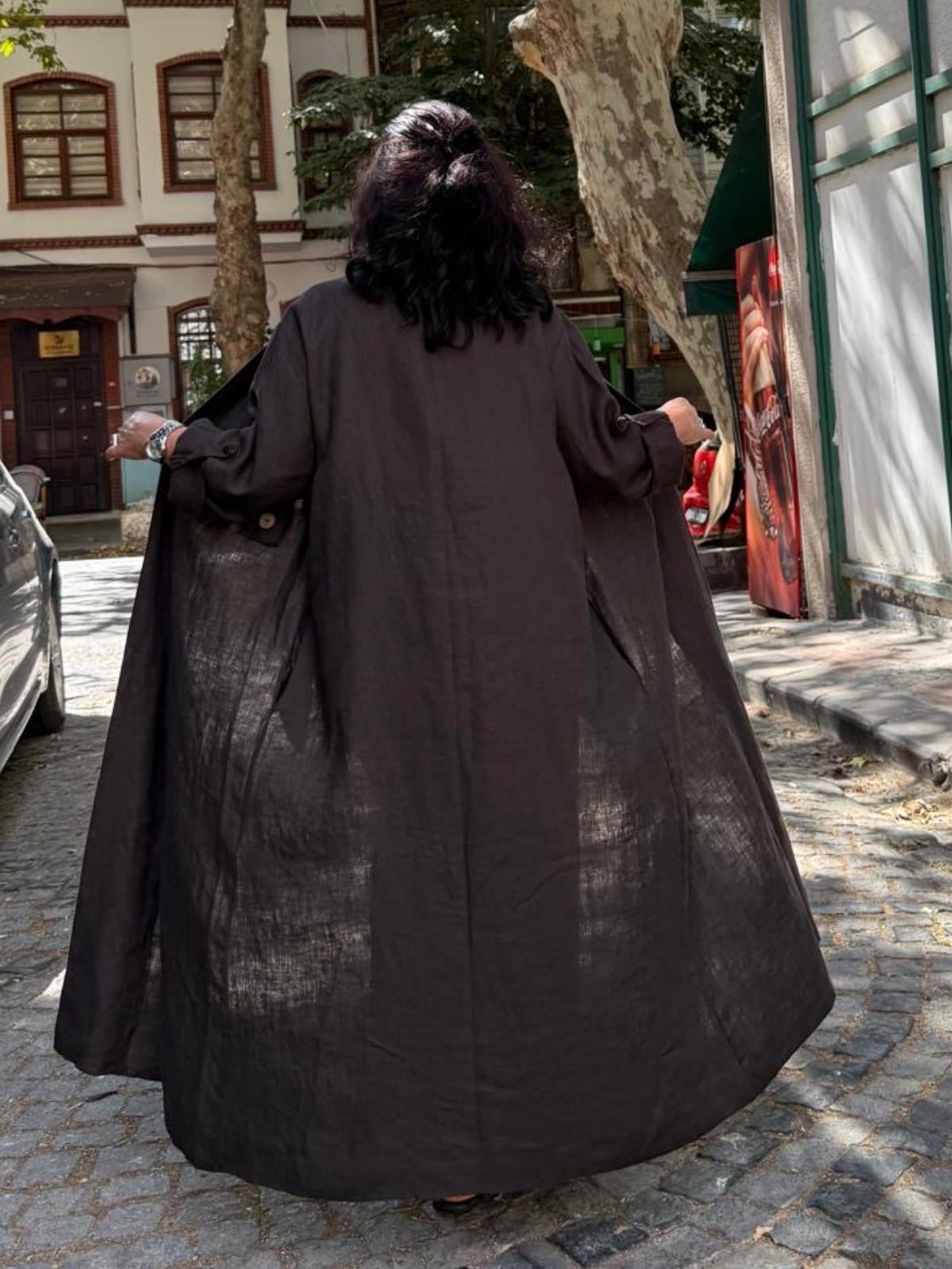 Düğme Detaylı Keten Ceket