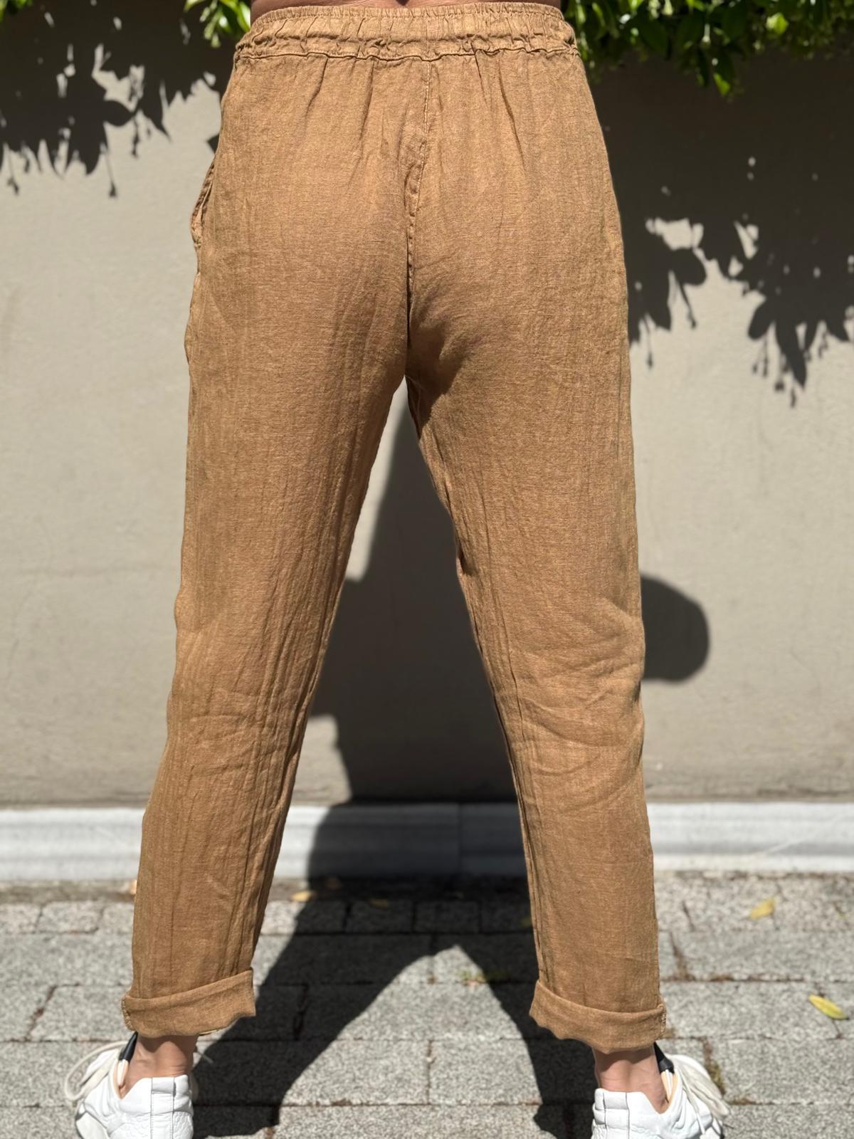 İthal Havuç Model Keten Pantolon