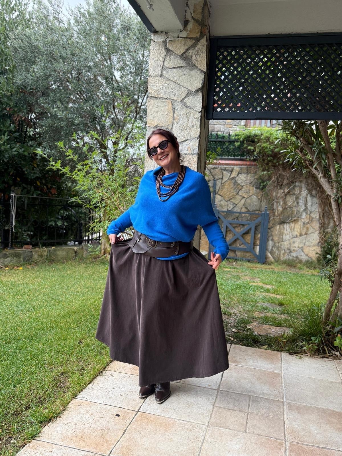 İthal Beli Lastikli Kadife Etek