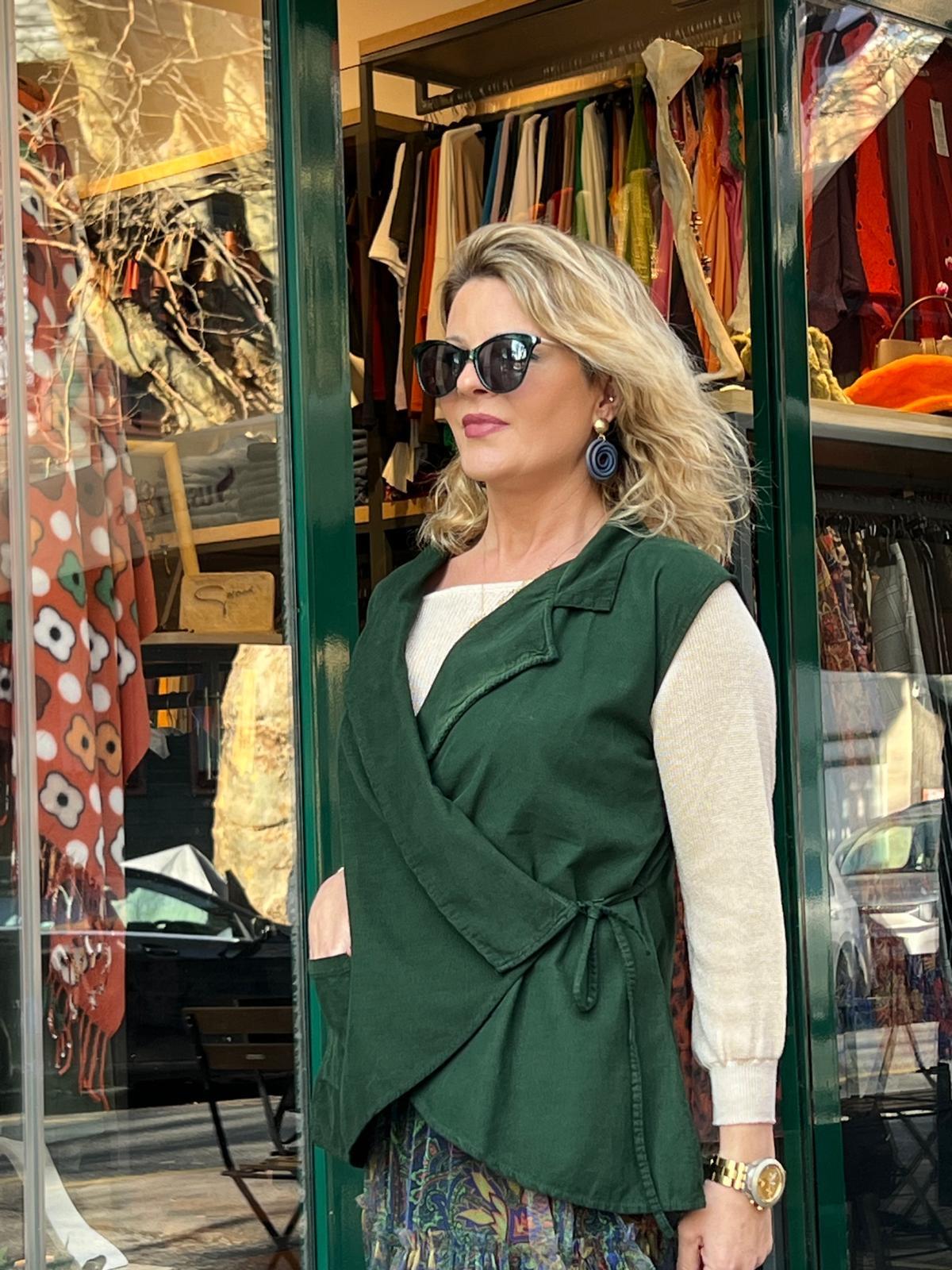 İthal Kruvaze İnce Fitilli Kadife Yelek