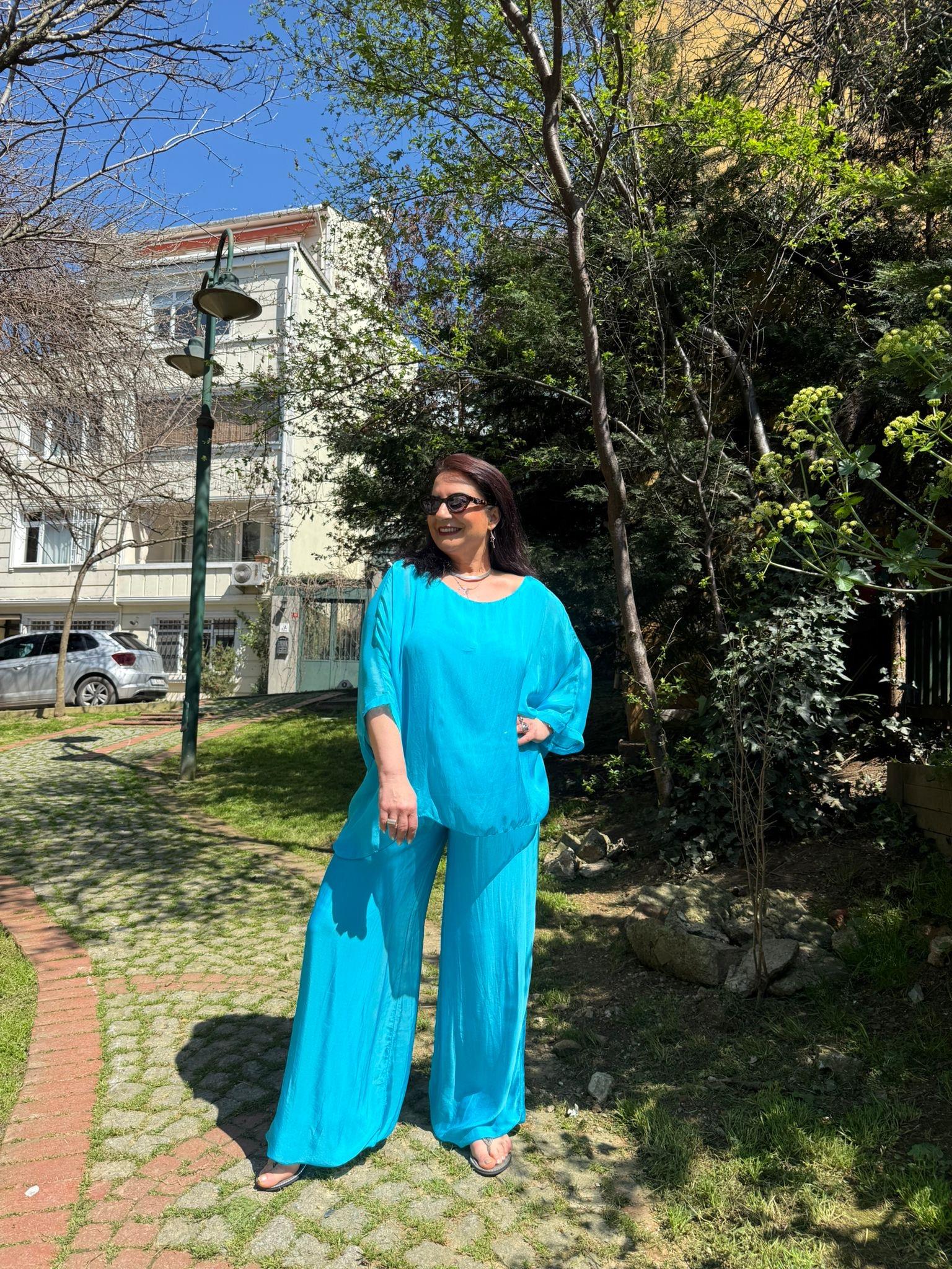 Bel Korsajlı Astarlı İthal İpek Pantolon