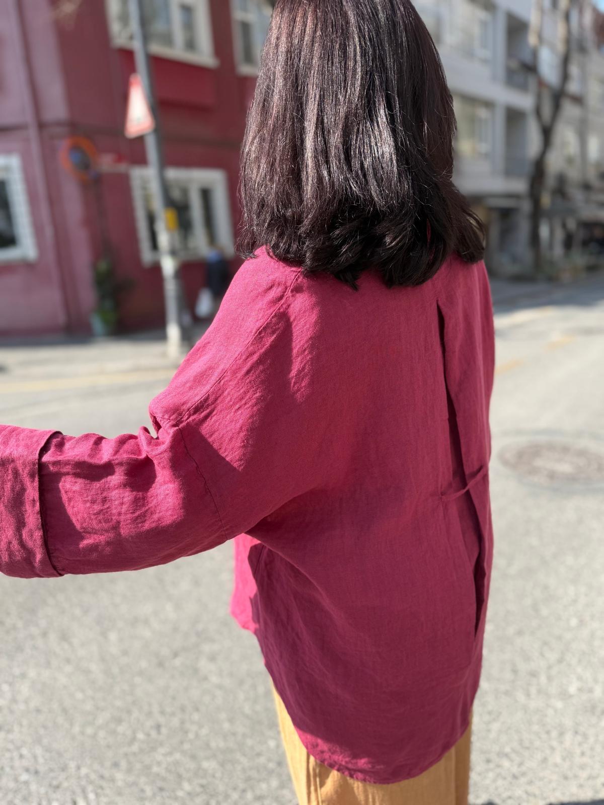 İthal Ham Keten Oversize Gömlek