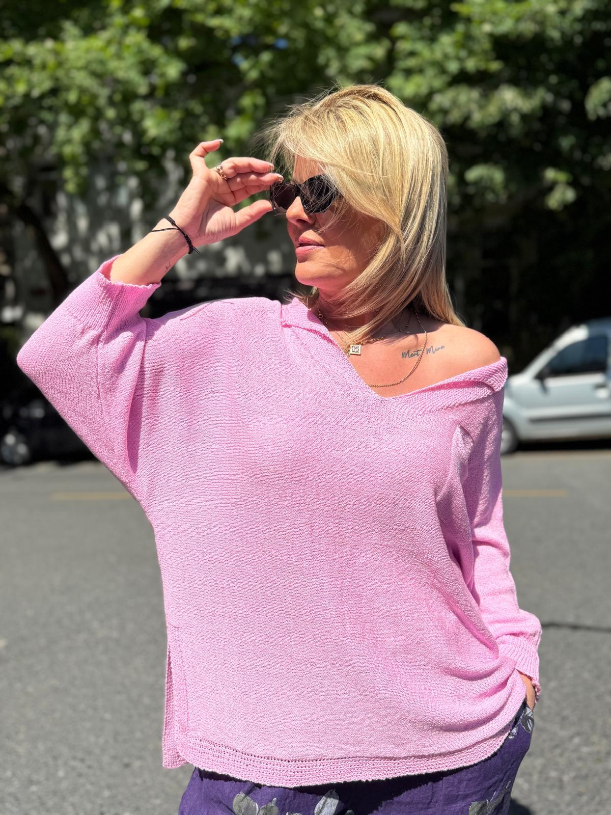 Pembe Devrik Yaka Merserize