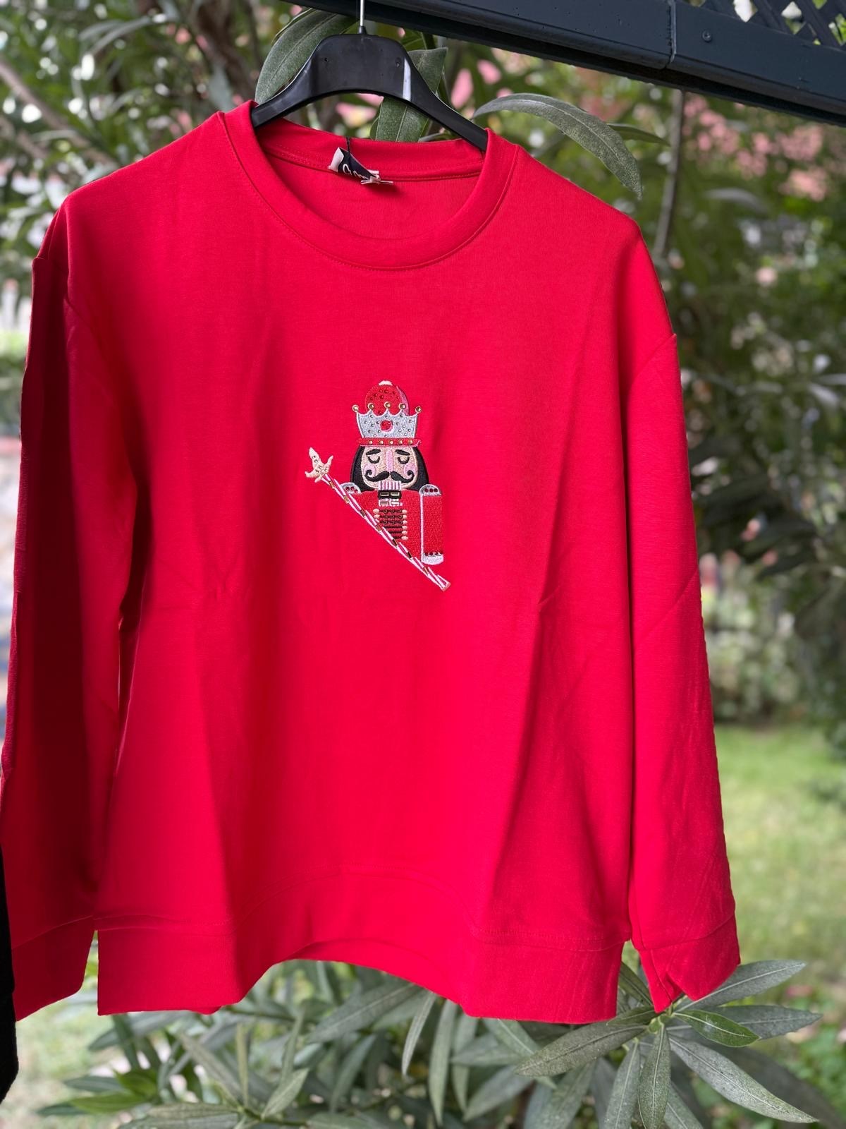 Nakışlı Taşlı Kurşun Asker Sweatshirt