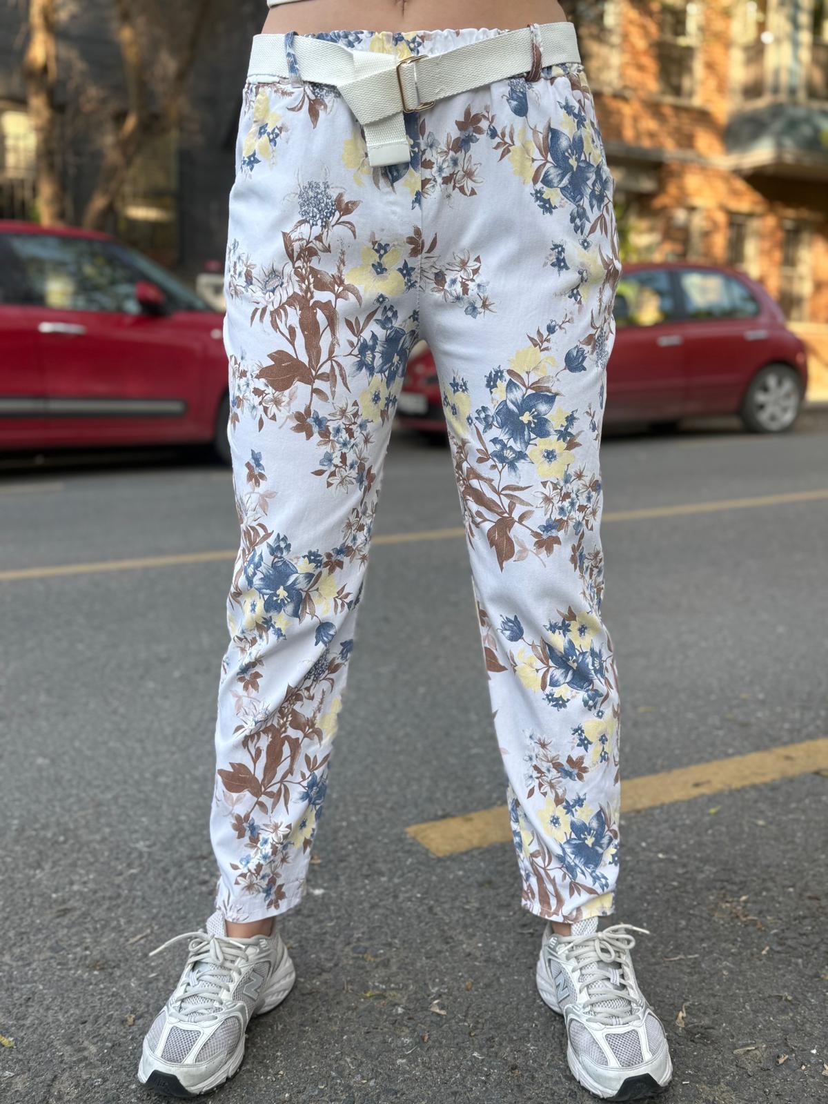 İthal Çiçekli Havuç Model Likralı Pantolon