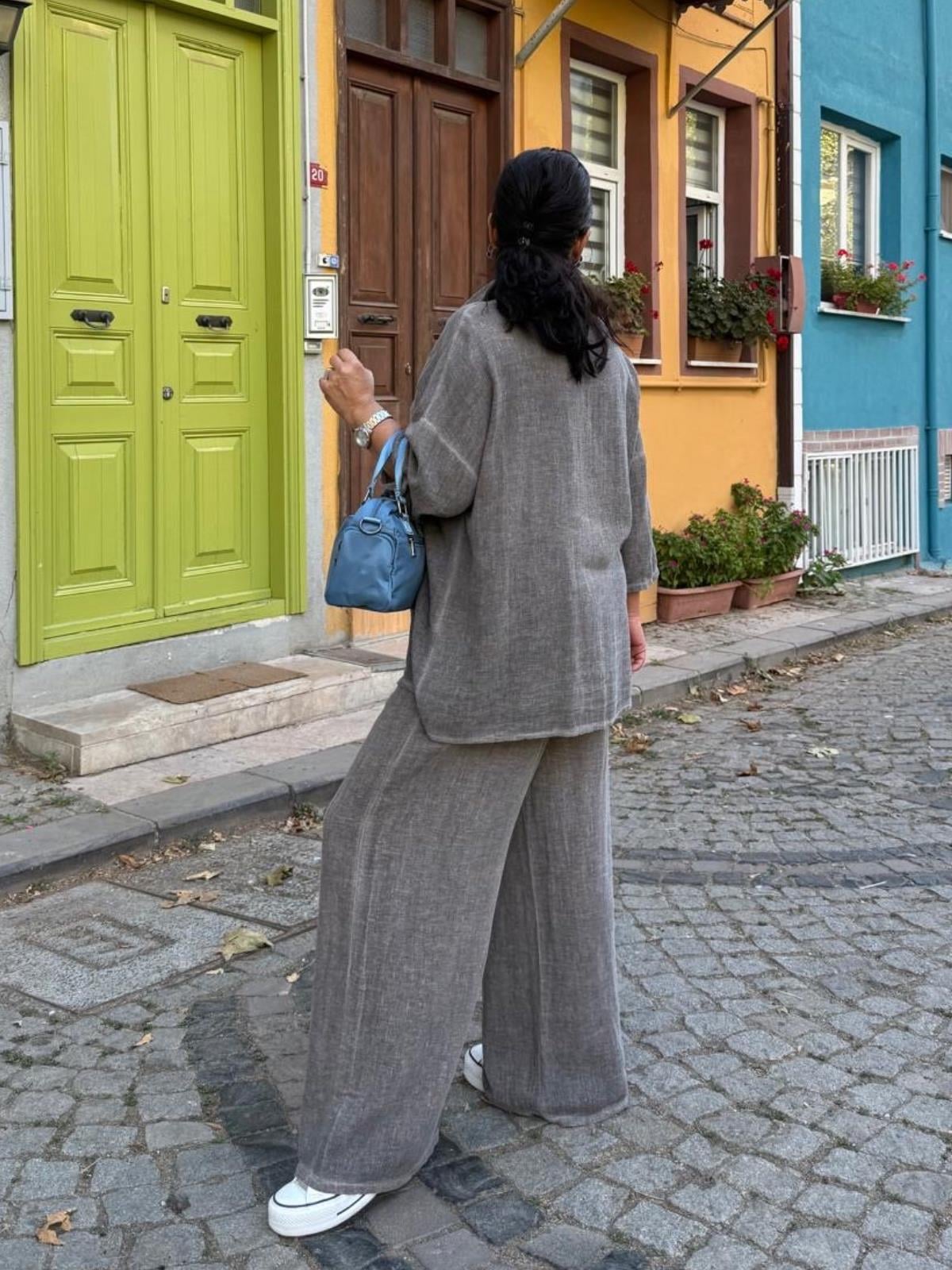 İthal Petek Dokulu Keten Takım