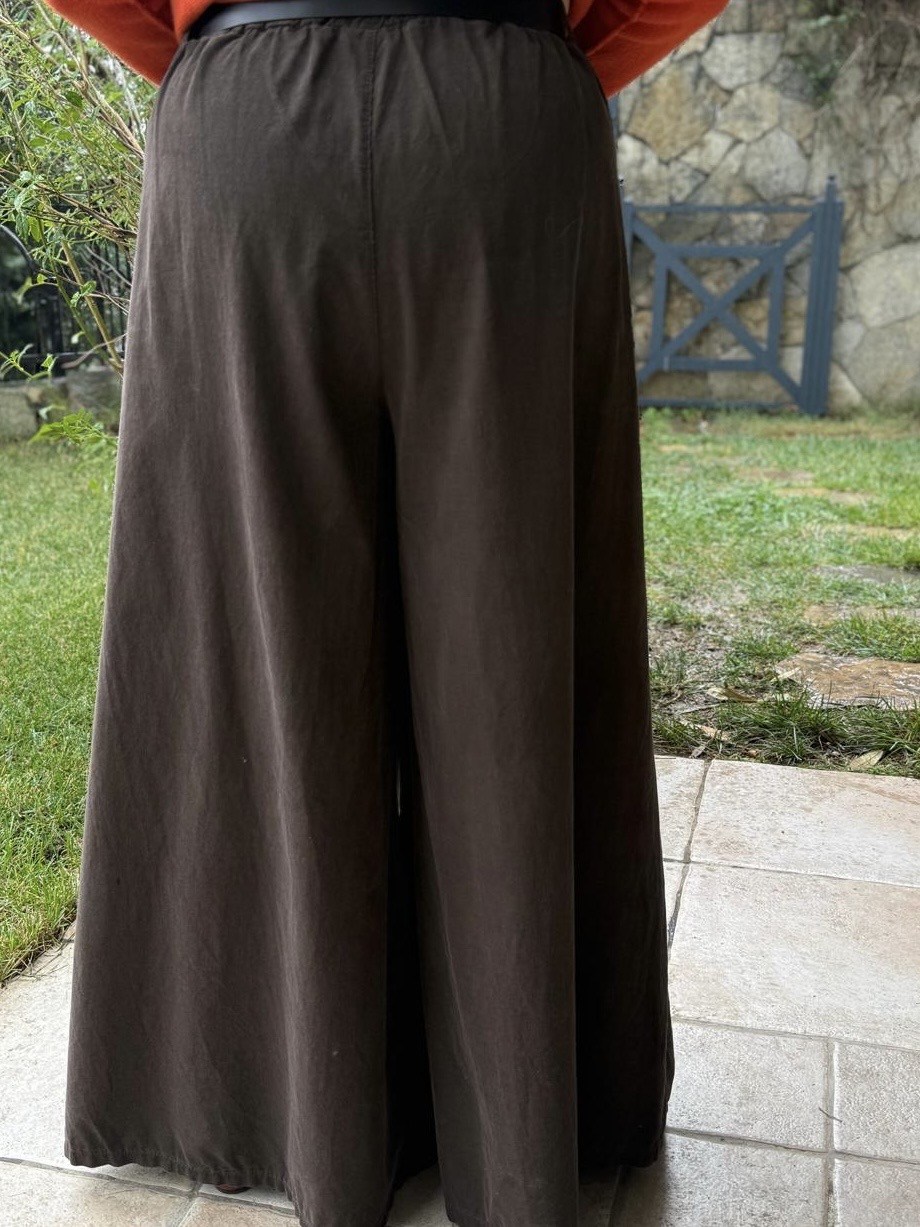 İthal İnce Fitilli Kadife Kemerli Etek Pantolon