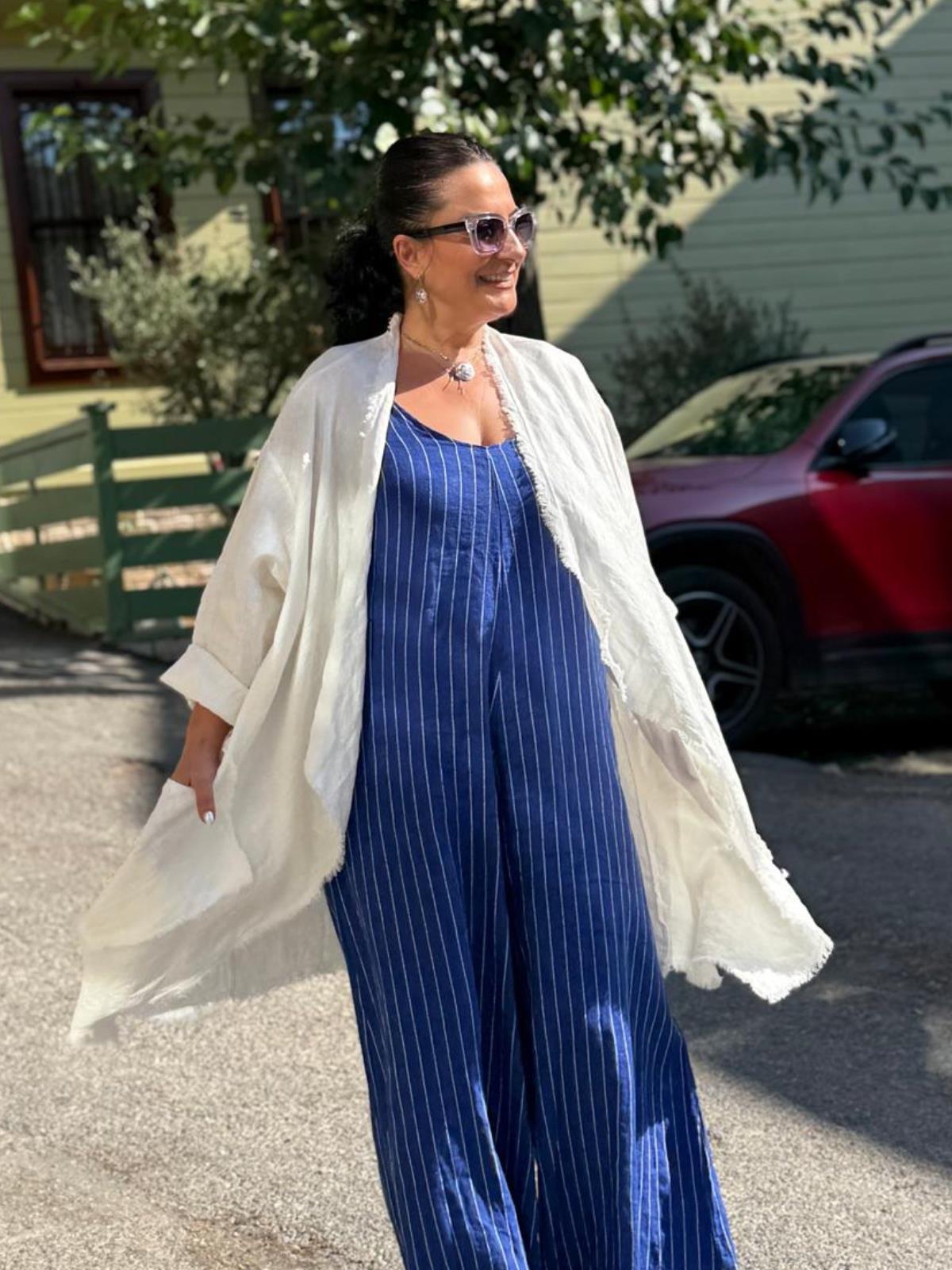 Şal Yaka İthal Keten Ceket